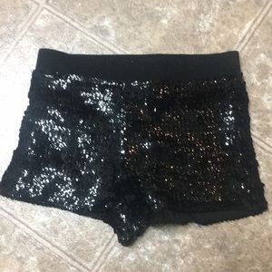 Black sequin shorts